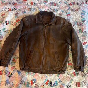 Vintage 90s Croft and Barrow Leather Brown Jacket Large